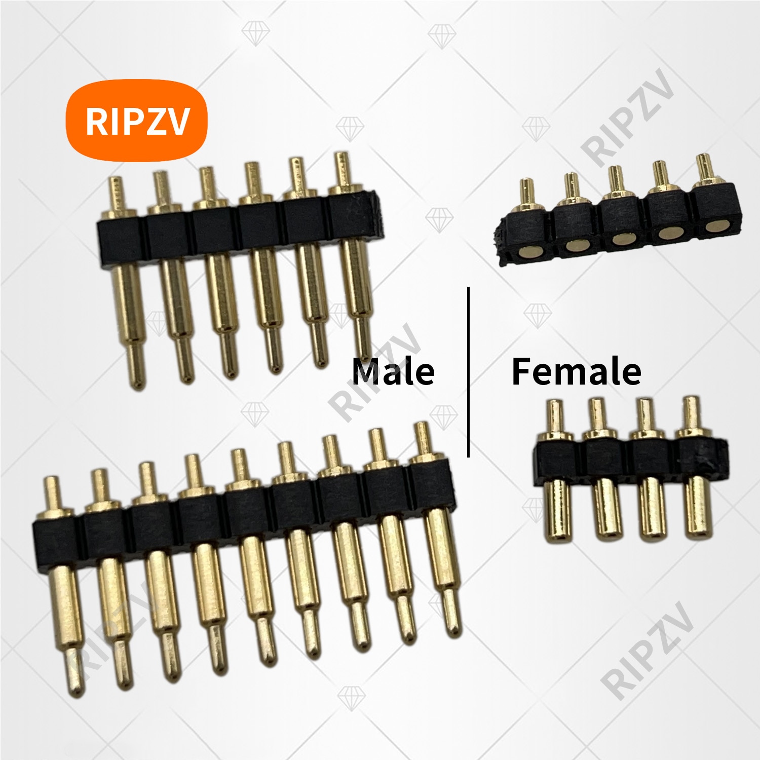1pcs Male / Female Spring Loaded Pogo pin header Target Connector 2.54mm Pitch 2p 3p 4p 5p 6p 7p 10p  Positions Through Hole PCB