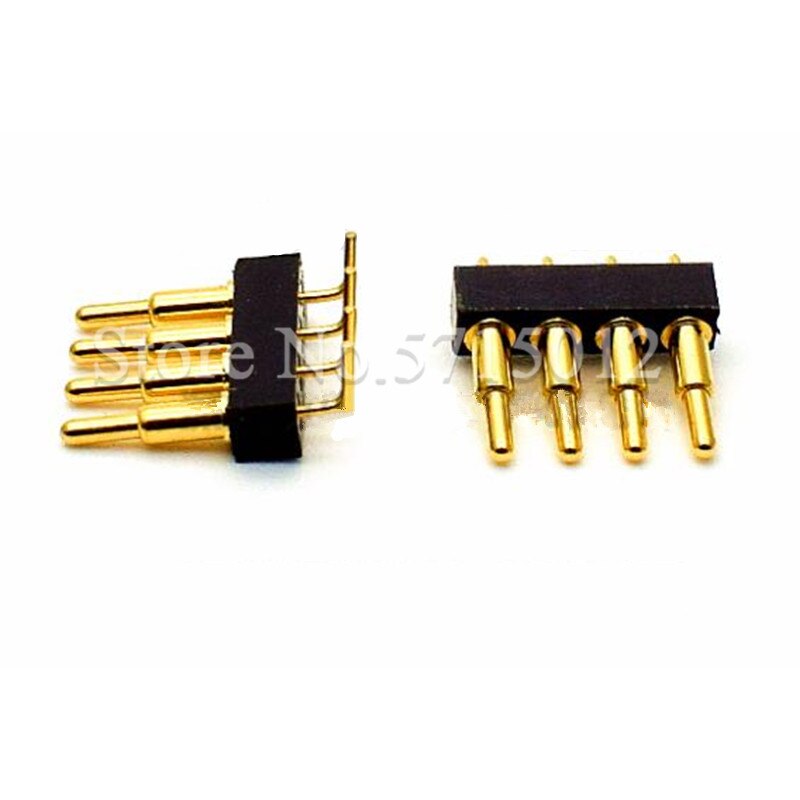 5pcs Gold Plating Spring Loaded Contactor 4-pin 2.5mm Pitch Charging Electric Conduction Pogo Pin Connector