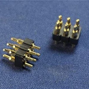 Davitu 10pcs Spring Loaded Pogo Pin Connector 6 Pin 7.0 mm Height PCB Through Holes Dual Row 2.54 mm Pitch 2×3 Position Gold 1U 80gf