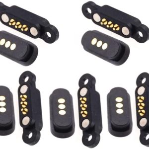 Exanko 5 Pairs Spring Loaded Magnetic Pogo Pin Connector 3 Positions Magnets Pitch 2.3MM Through Holes Male Female Probe