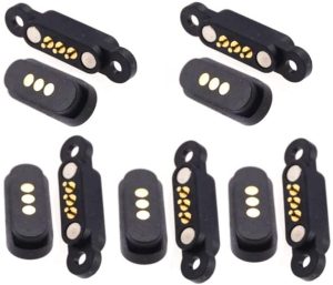 Quata 5 Pairs Spring Loaded Magnetic Pogo Pin Connector 3 Positions Magnets Pitch 2.3MM Through Holes Male Female Probe