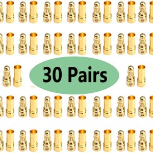 30 Pairs Vgoohobby 3.5mm Male Female Gold Plated Banana Plug Bullet Connector ESC Plugs Replacement for RC Battery ESC Motor Wire DIY Helicopter