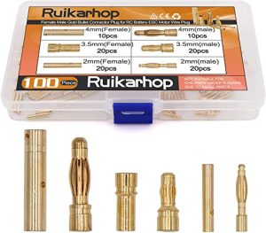 ruikarhop 100pcs 2mm 35mm 4mm female male gold banana bullet connector plug