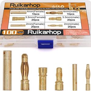 Ruikarhop 100PCS 2mm 3.5mm 4mm Female Male Gold Banana Bullet Connector Plug for RC Battery ESC Motor Wire Plug